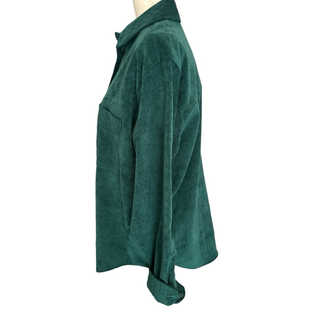 Zara Green Fine Wale Corduroy Shirt Size M - Picture 4 of 8